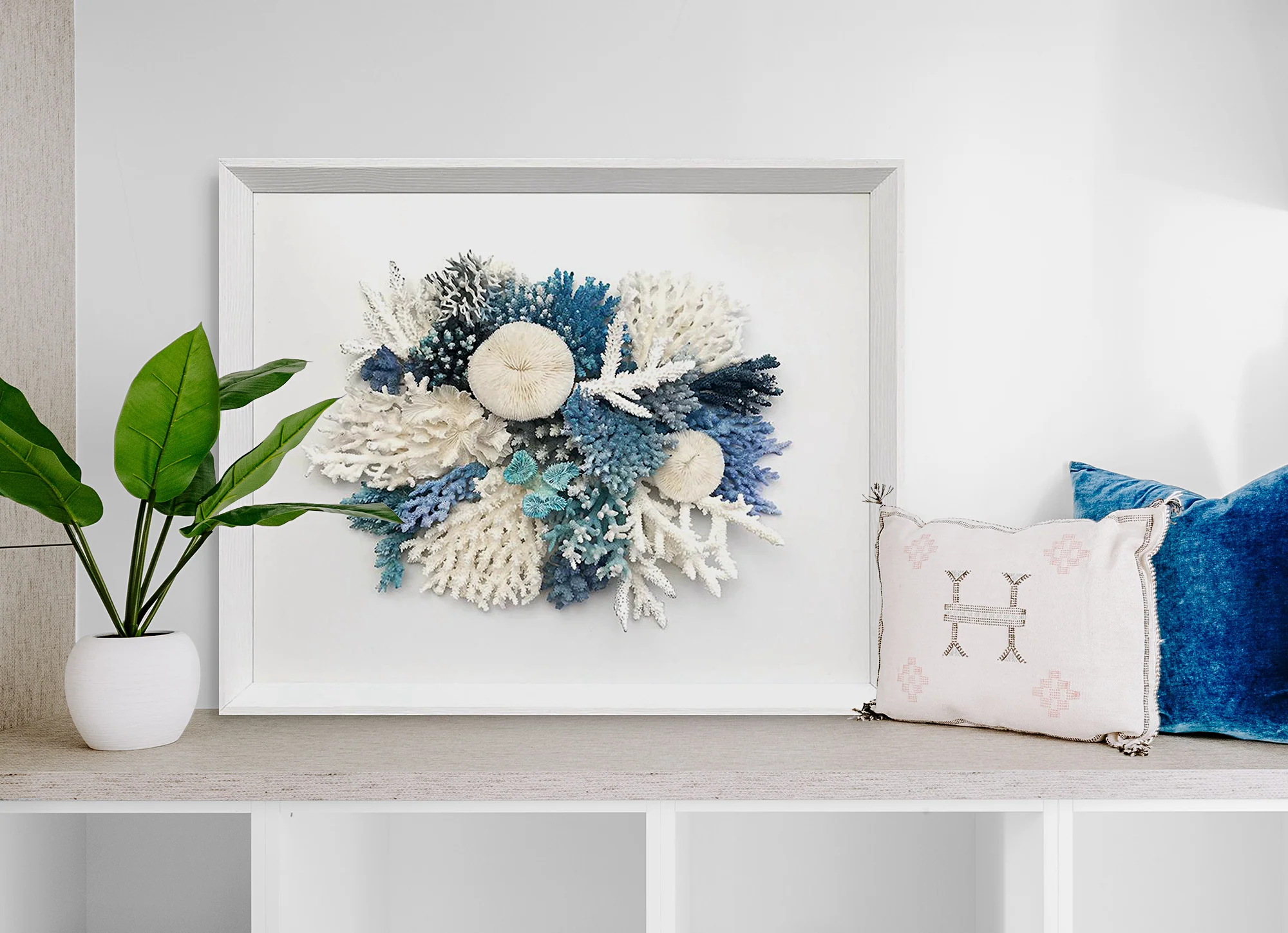 Natural Coral in Blue and White Wall Art - Image 4