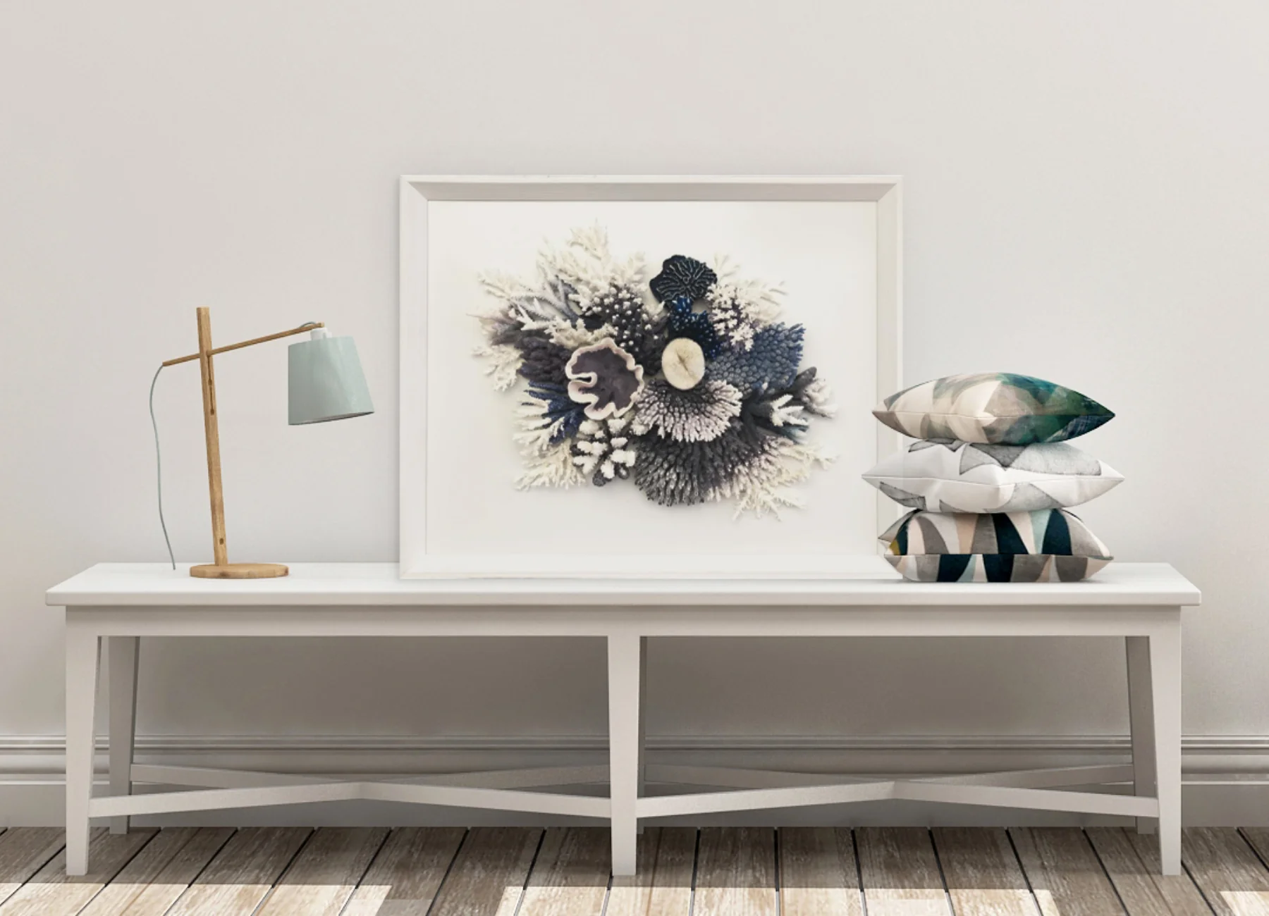 Natural Coral in Indigo Blue and White Wall Art - Image 5