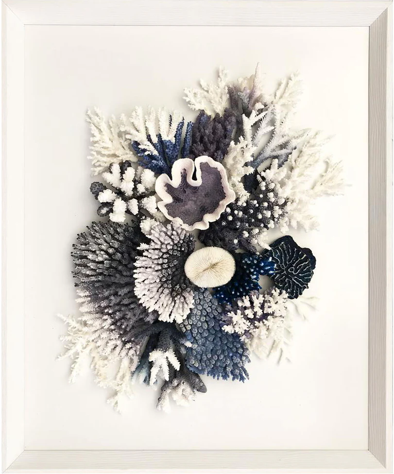 Natural Coral in Indigo Blue and White Wall Art - Image 6