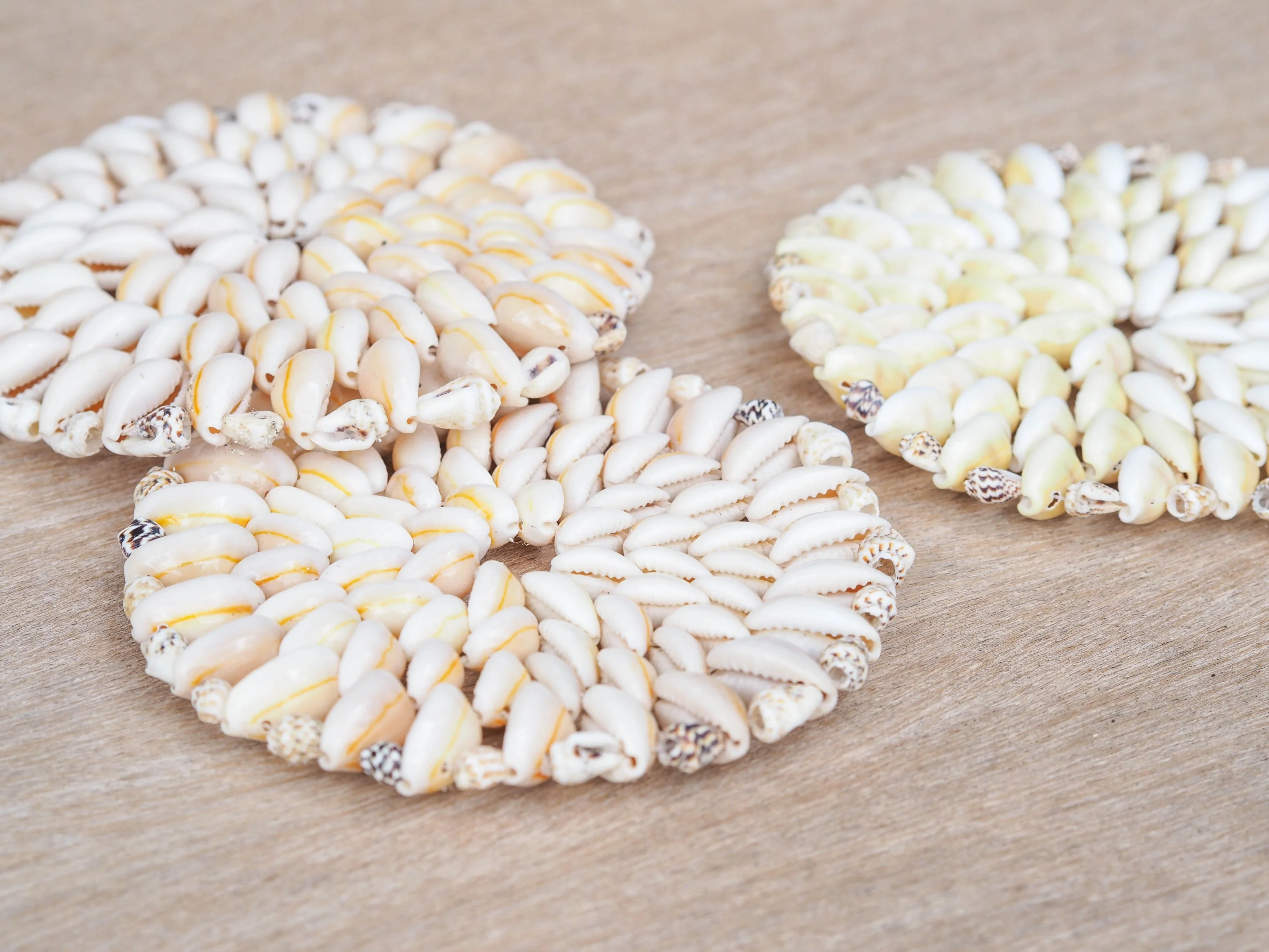Creamy White Cowrie Shells Round Coaster Placemat - Set of 4 - Image 3