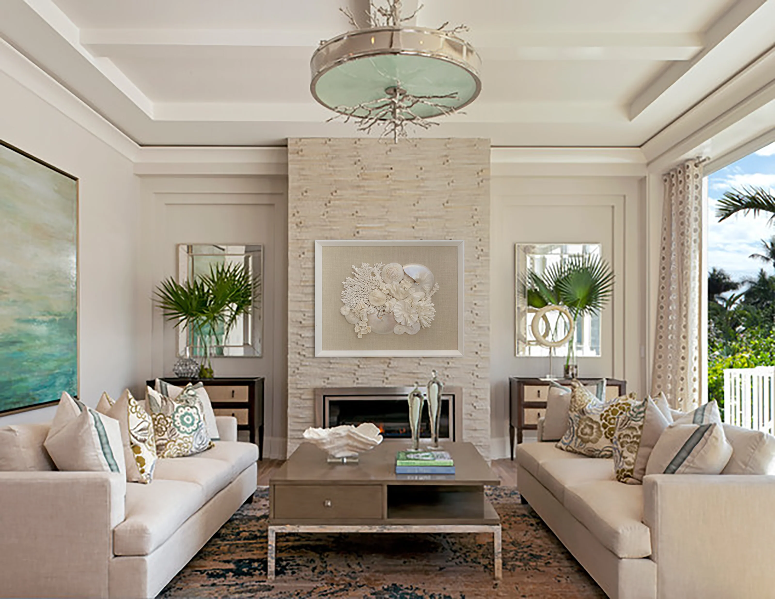 Natural Coral and Pearled Nautilus Wall Art - Image 3