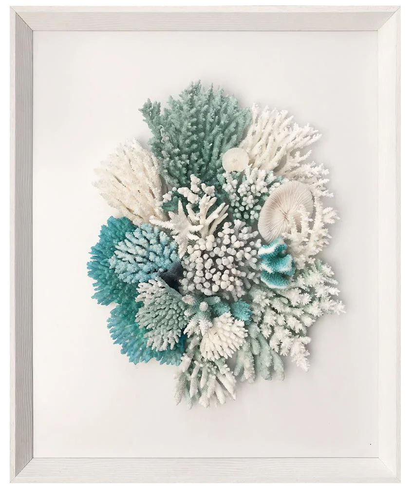 Natural Coral in Aqua and White Wall Art - Image 8