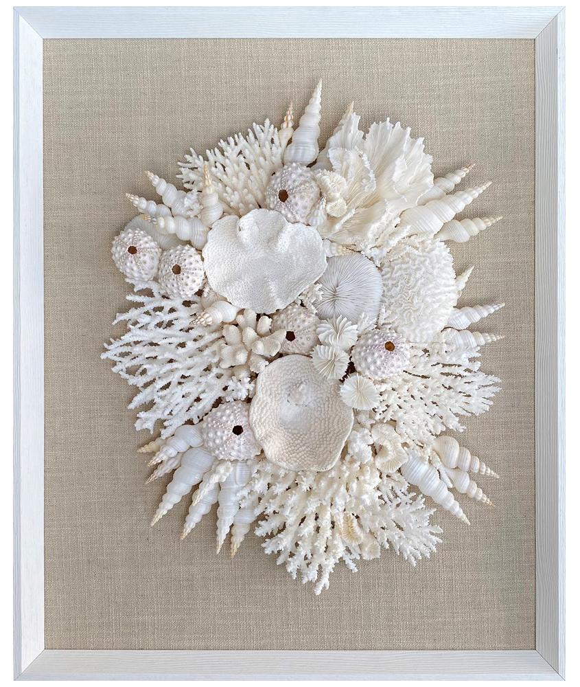 Natural Coral, Shells and Urchin on Linen Wall Art - Image 7