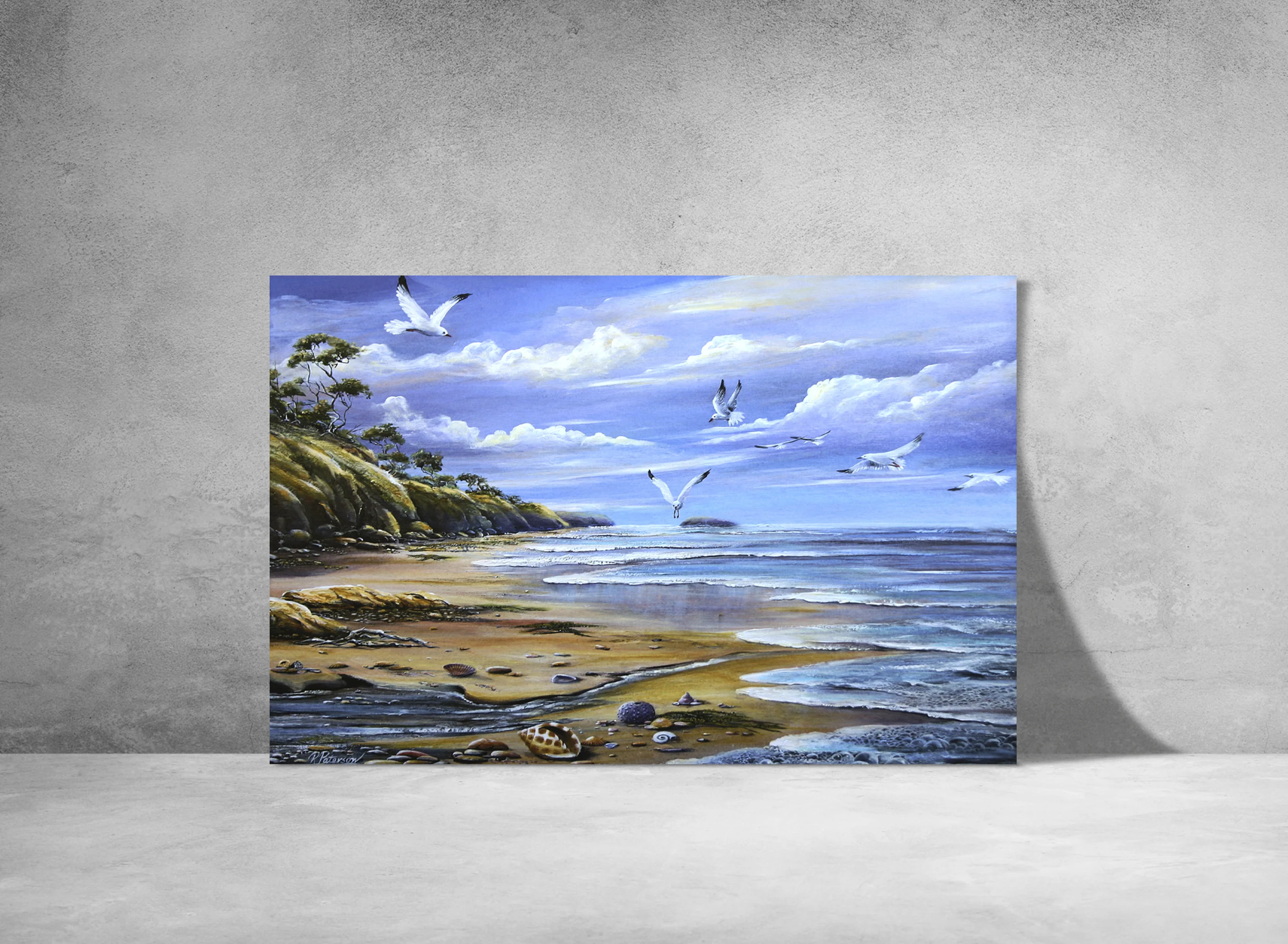 Original Coastal Art Print - Seagulls and Shells - Image 7