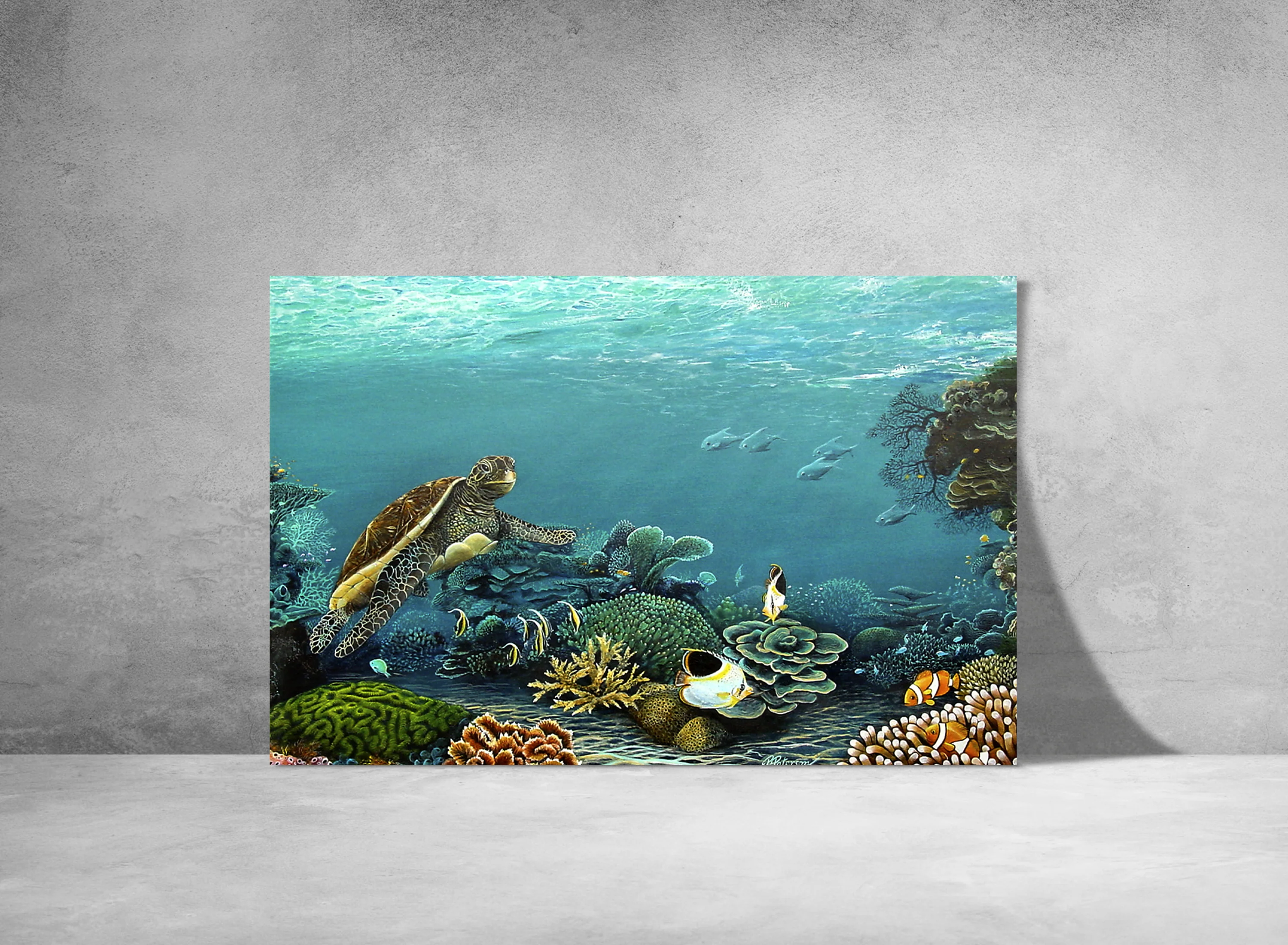 Original Coral Reef Art Print - Gracious Turtle - Image 8